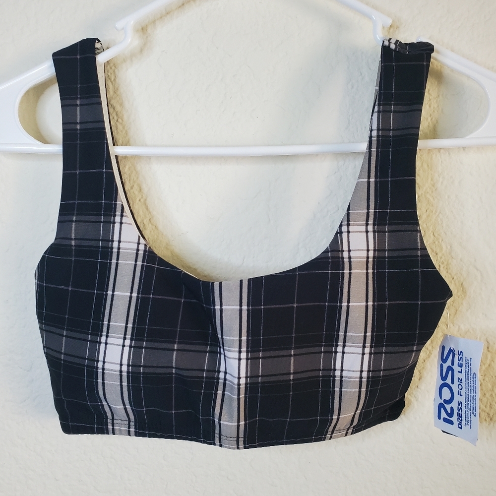 Hazel Moon Plaid Active Sports Bra XS School Girl‎ Casual Stretch Comfort Y2K